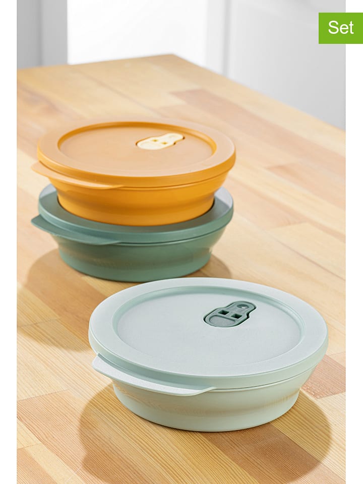 Violeta Home Pojemniki (3 szt.) w kolorze szaro-zielono-żółtym - wys. 6 x Ø 20 cm rozmiar: onesize