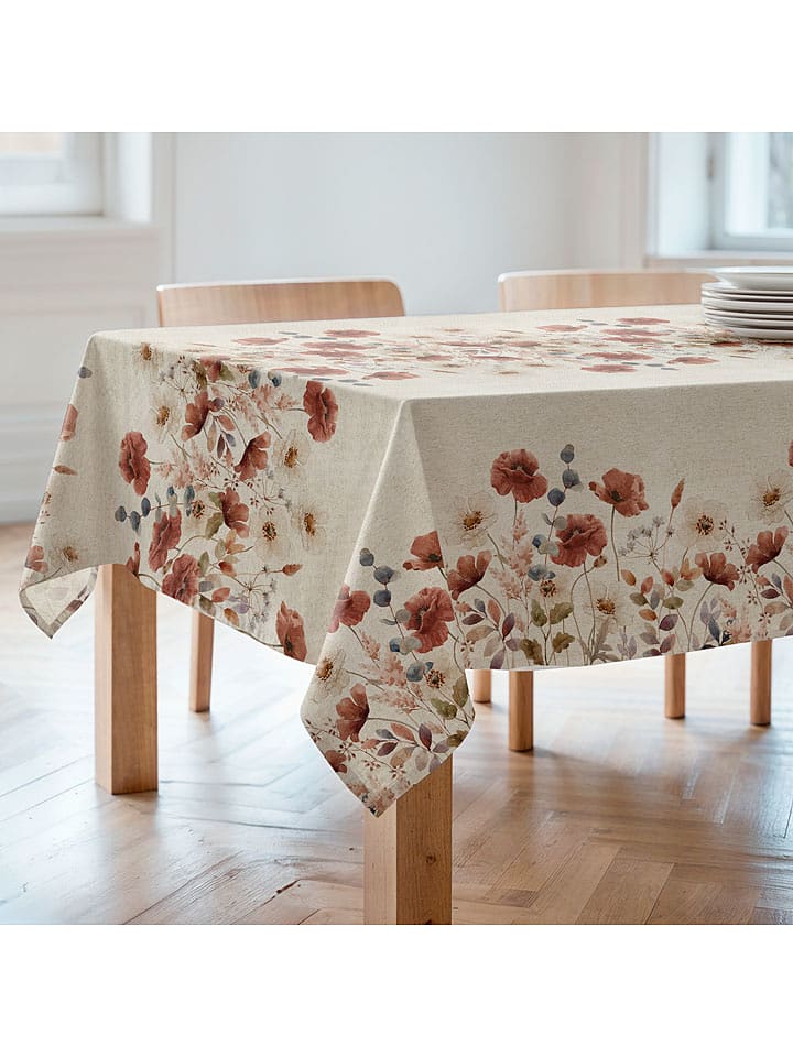 Mint Rugs Obrus "Floral And Tropical Amapola" w kolorze beżowo-czerwonym rozmiar: 155x200 cm