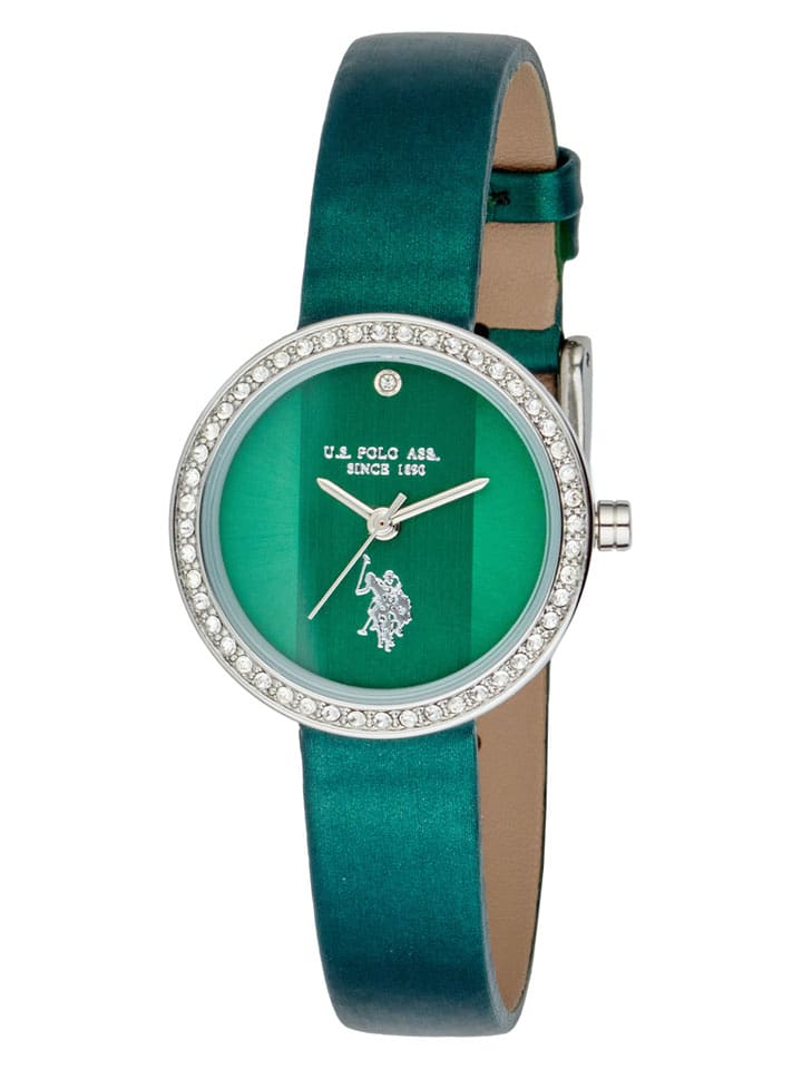 U.S. Polo Assn. Zegarek kwarcowy w kolorze srebrno-zielonym rozmiar: onesize