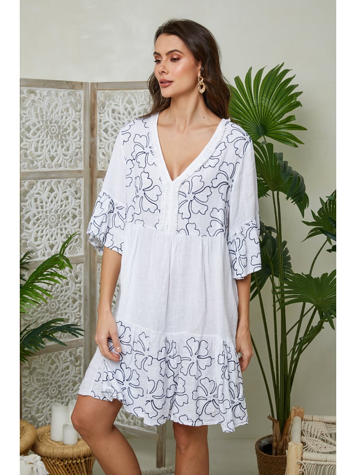 Lin Passion Lniana sukienka w kolorze białym rozmiar: 40/42