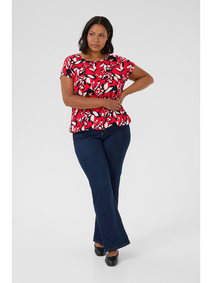 KAFFE curve Bluzka w kolorze czerwono-czarnym rozmiar: 46