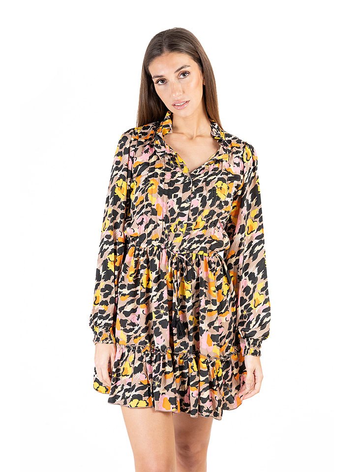 Isla Bonita by SIGRIS Sukienka w kolorze jasnoróżowo-czarno-żółtym rozmiar: XL