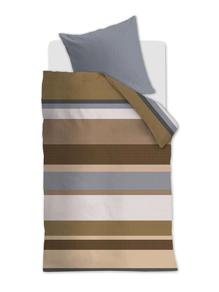 Beddinghouse Komplet pościeli satynowej "Ines" w kolorze brązowo-beżowym rozmiar: 155x220 cm