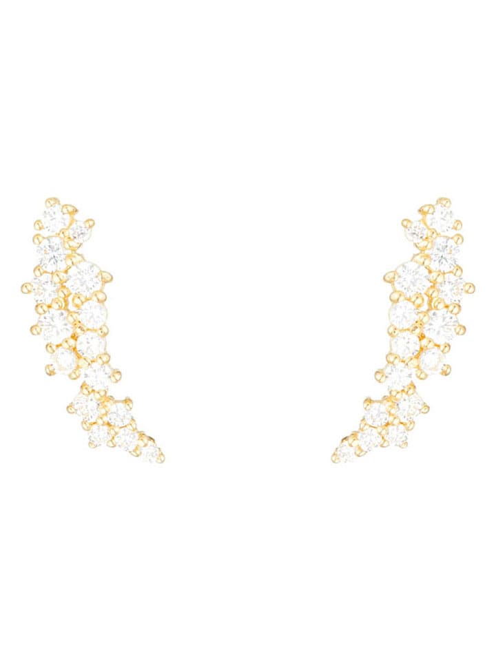 L instant d Or Złote kolczyki-wkrętki "Fleurs scintillantes" z cyrkoniami rozmiar: onesize