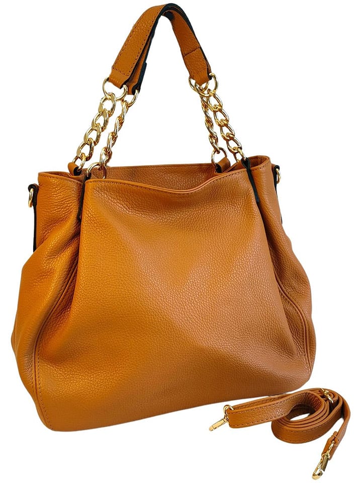 ORE10 Skórzany shopper bag w kolorze jasnobrązowym - 27 x 45 x 15 cm rozmiar: onesize