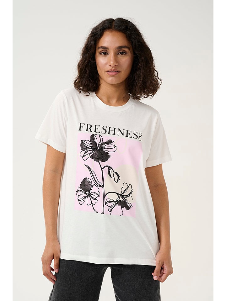 Kaffe Koszulka "Rita" w kolorze kremowym rozmiar: S