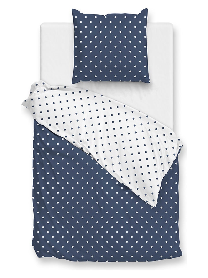 Zo!Home Komplet pościeli "Punta di Cotone" w kolorze granatowo-białym rozmiar: 155x220 cm