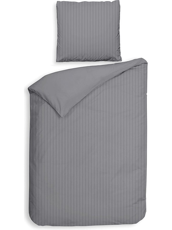 Heckett Lane Komplet pościeli satynowej "Banda" w kolorze szarym rozmiar: 135x200 cm