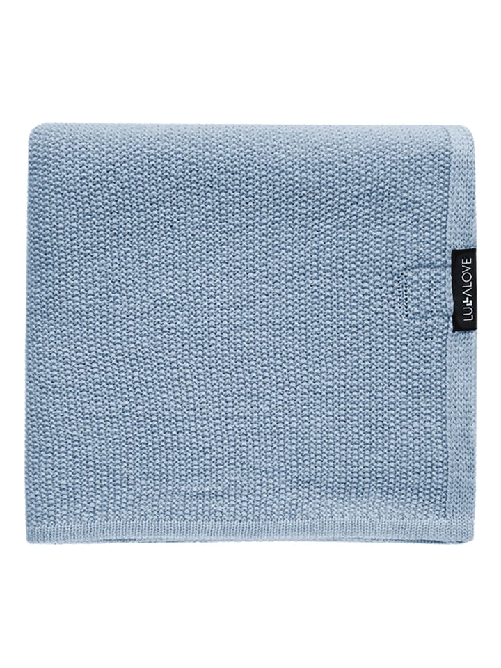 Lullalove Wełniany kocyk w kolorze niebieskim do przewijania rozmiar: 90x100 cm