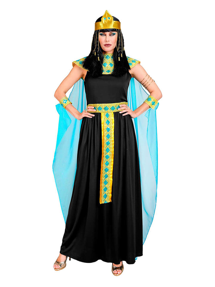 Carnival Party 6-częściowy kostium "Cleopatra" w kolorze czarno-turkusowym rozmiar: L