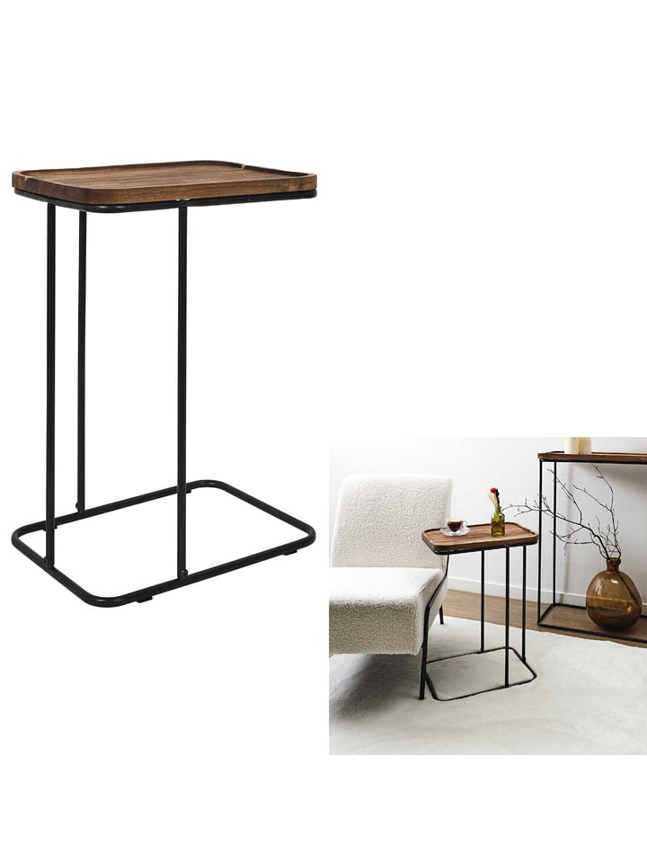 THE HOME DECO FACTORY Stolik "Cocooning" w kolorze brązowo-czarnym - 40 x 55 x 30 cm rozmiar: onesize