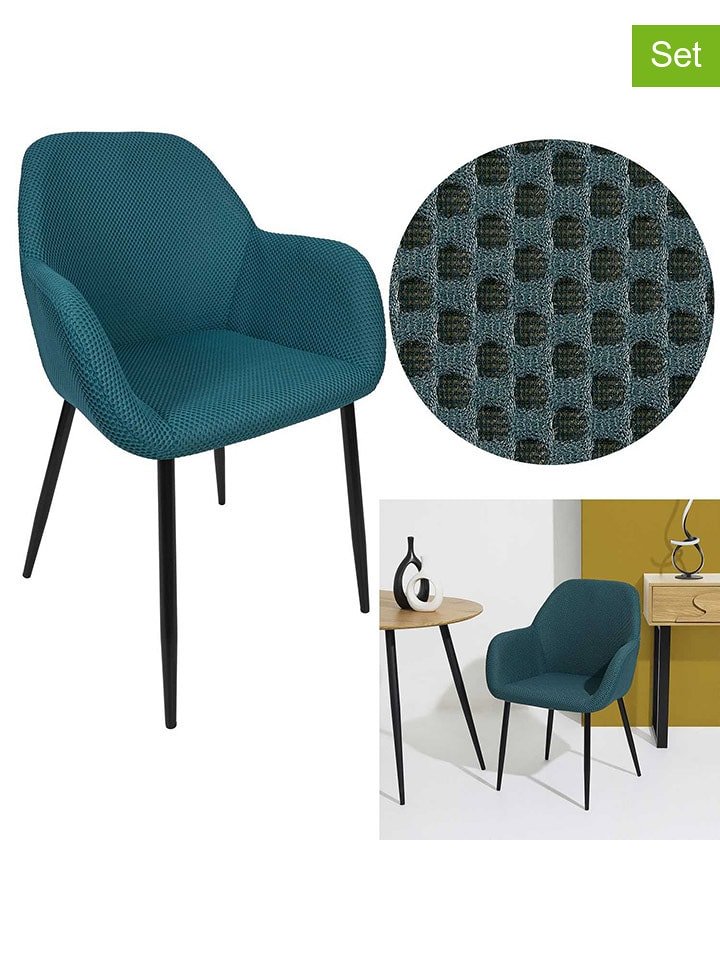 Rétro Chic Fotele (2 szt.) "Atome" w kolorze morskim - 55,7 x 85 x 59 cm rozmiar: onesize