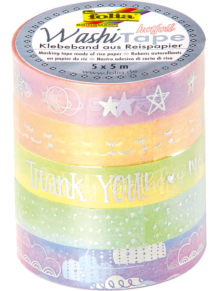 folia PAPER Taśmy klejące "Hotfoil Rainbow" ze wzorem - 5 x 5 m rozmiar: onesize