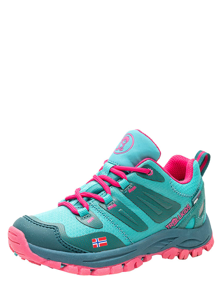 Trollkids Buty trekkingowe "Rondane Hiker Low" w kolorze jasnoróżowo-turkusowym rozmiar: 33