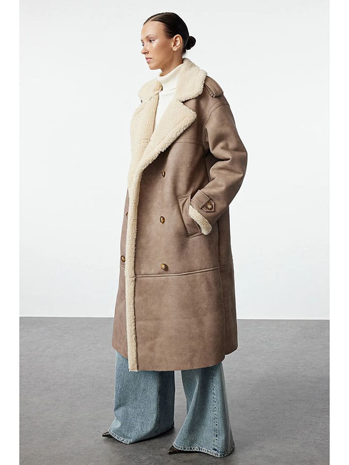 trendyol Płaszcz przejściowy w kolorze szarobrązowym rozmiar: 40