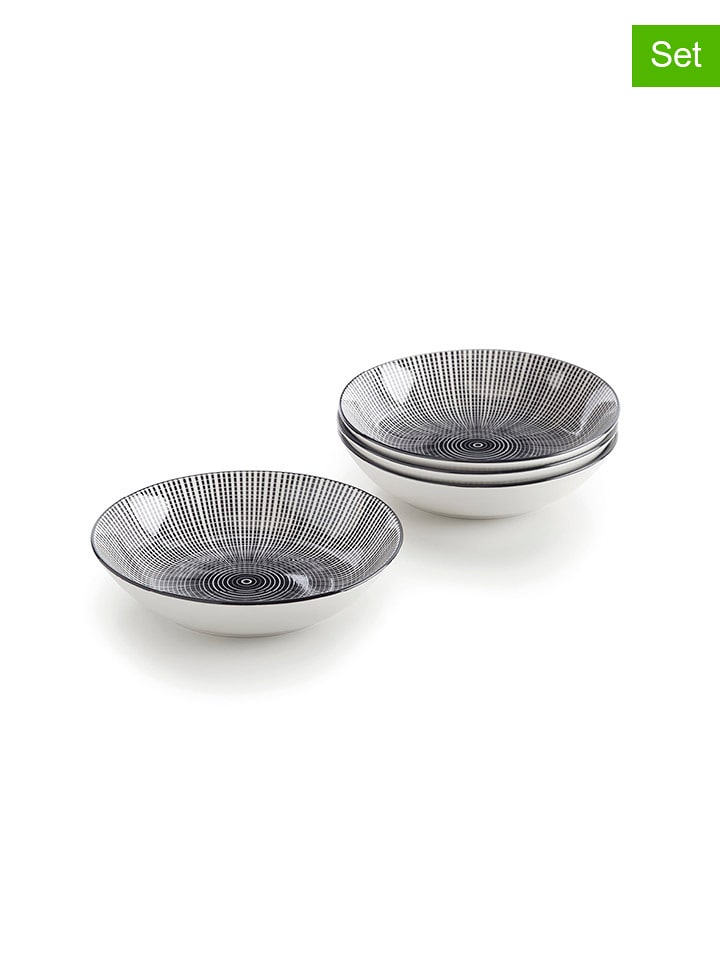 Brandt Talerze głębokie (4 szt.) w kolorze biało-czarnym - Ø 20 cm rozmiar: onesize