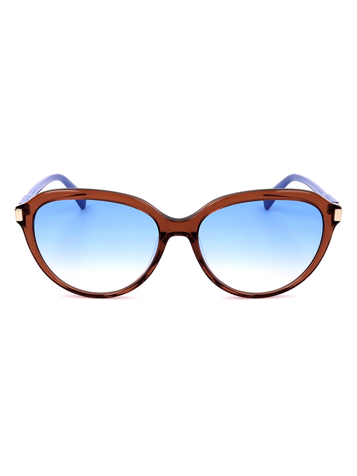 Longchamp Damskie okulary przeciwsłoneczne w kolorze jasnobrązowo-niebieskim rozmiar: 56