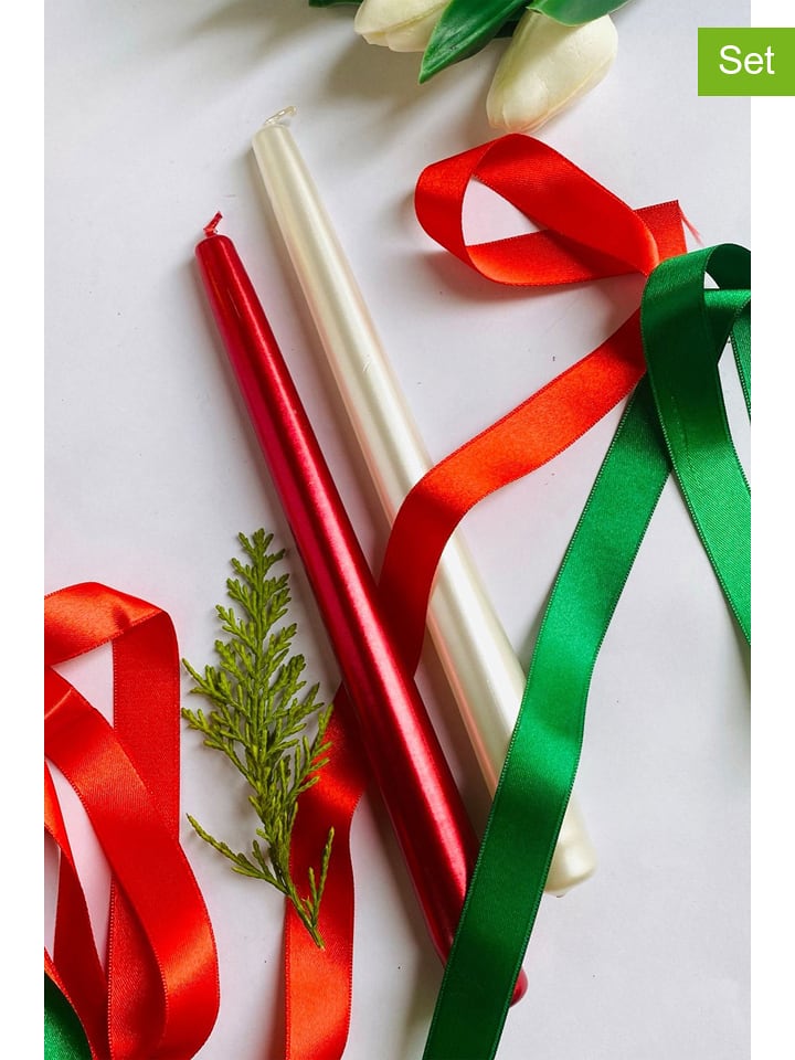 Lucky Bees Świece (2 szt.) w kolorze czerwonym i kremowym - 2x 60 g rozmiar: onesize