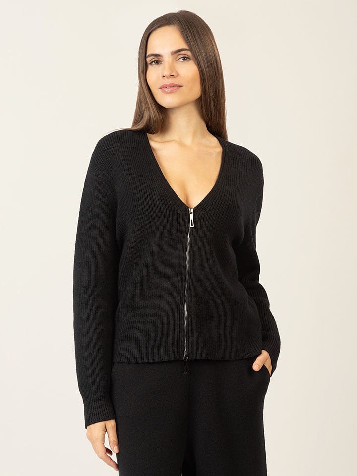 APART Wełniany kardigan w kolorze czarnym rozmiar: M