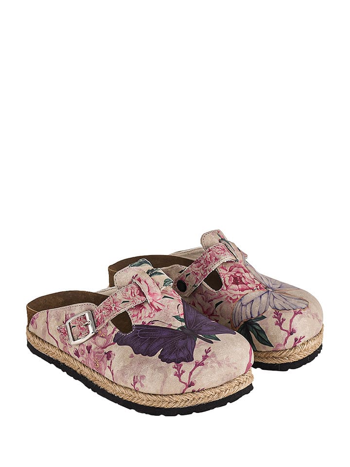 Streetfly Skórzane chodaki w kolorze brązowym ze wzorem rozmiar: 36