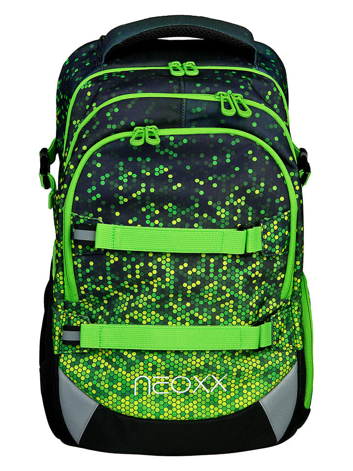 neoxx Tornister "Pixel in my mind" w kolorze zielono-czarnym - 31 x 45,5 x 24 cm rozmiar: onesize