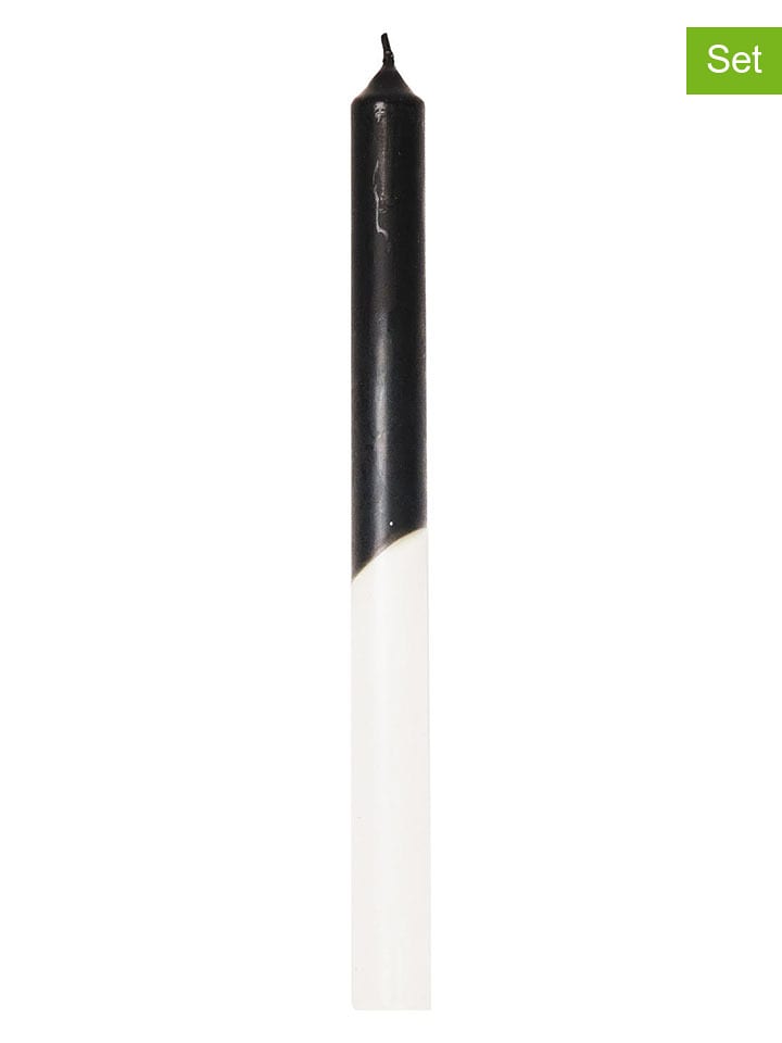 HouseVitamin Świece (4 szt.) w kolorze czarno-białym - wys. 25,8 x Ø 2,5 cm rozmiar: onesize