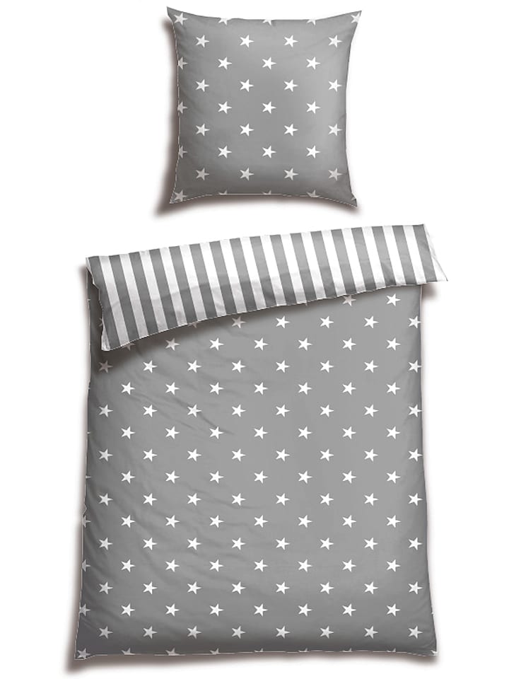 Schiesser Komplet pościeli flanelowej w kolorze szarym rozmiar: 135x200 cm