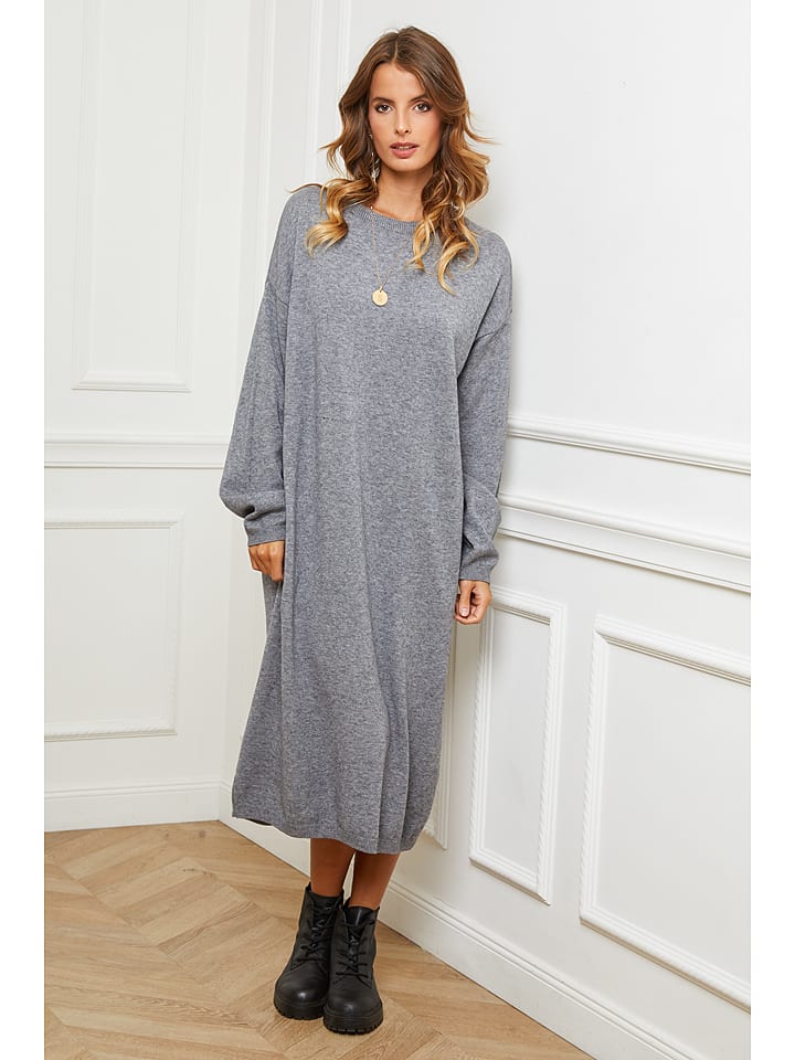Joséfine Sukienka dzianinowa "Fastidius" w kolorze szarym rozmiar: XL