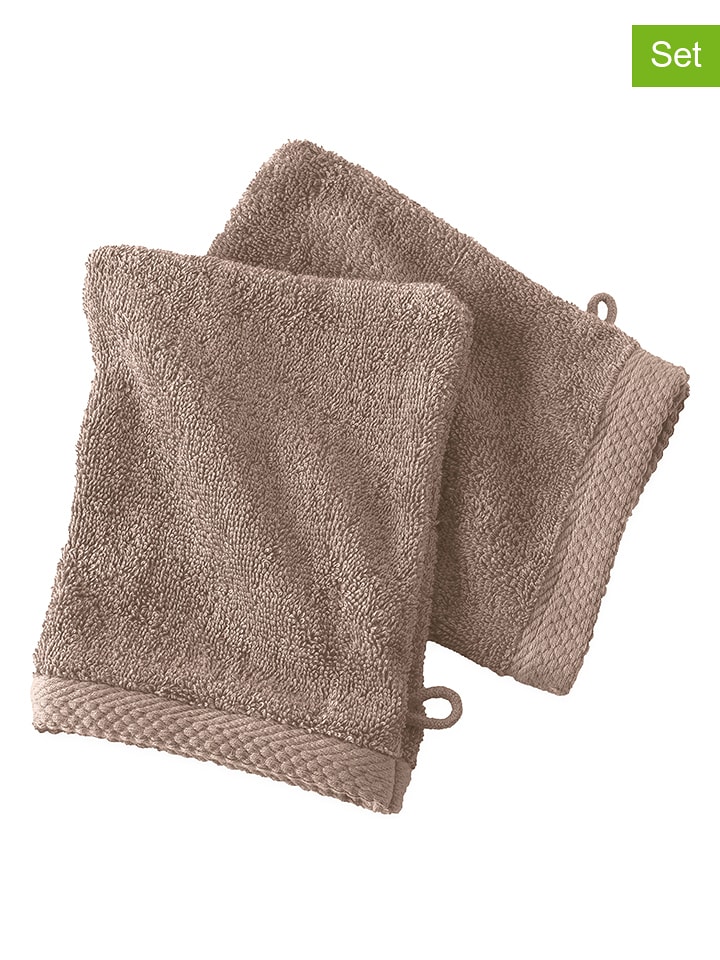 Soft by Perle de Coton Myjki (2 szt.) "Epo" w kolorze szarobrązowym rozmiar: 16x21 cm