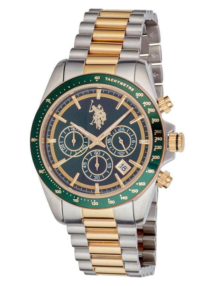 U.S. Polo Assn. Chronograf w kolorze srebrno-złoto-zielonym rozmiar: onesize