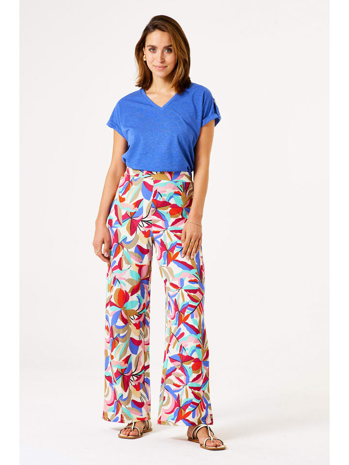 Garcia Spodnie w kolorze kremowym ze wzorem rozmiar: M