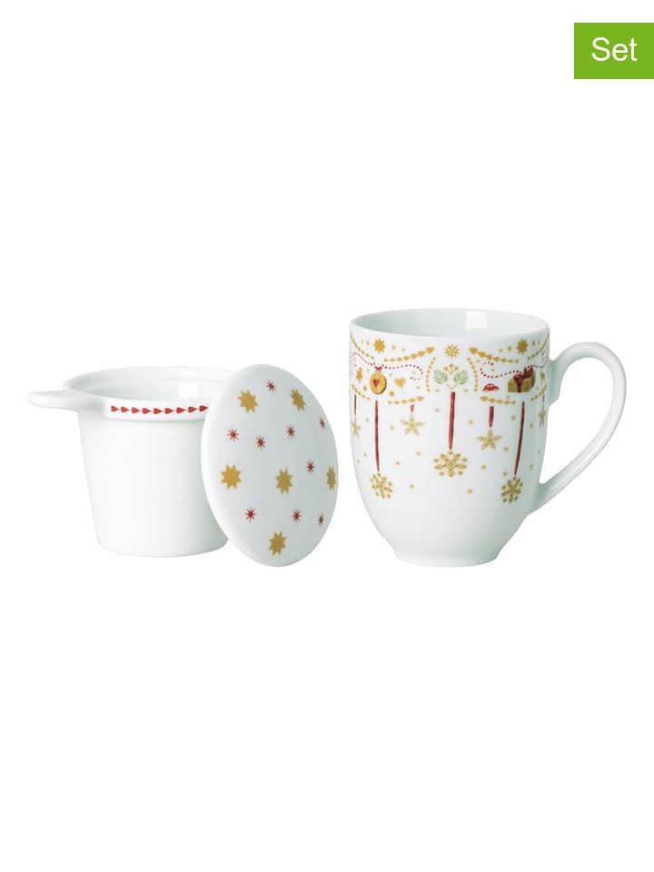 Hutschenreuther 3-częściowy zestaw w kolorze złoto-biało-czerwonym do herbaty rozmiar: onesize