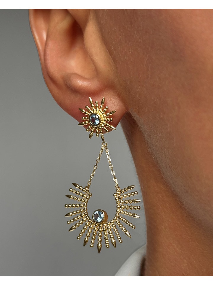 Les Petites Précieuses Pozłacane kolczyki-wkrętki z cyrkoniami rozmiar: onesize