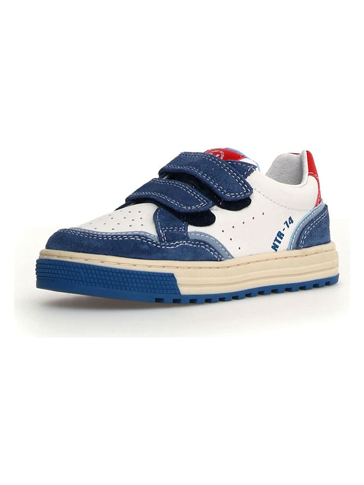 Naturino Skórzane sneakersy "Ariton 2" w kolorze niebiesko-białym rozmiar: 32