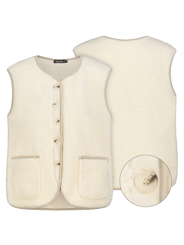 Sublevel Kamizelka pluszowa w kolorze kremowym rozmiar: L/XL