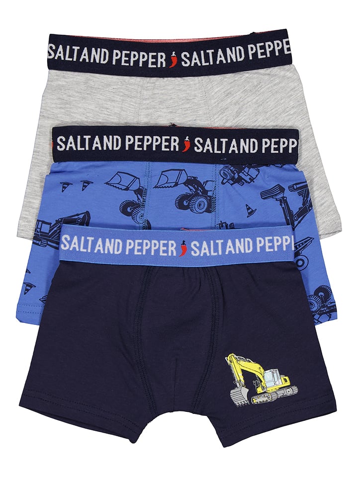 Salt and Pepper Bokserki (3 pary) w kolorze niebiesko-szarym rozmiar: 128/134