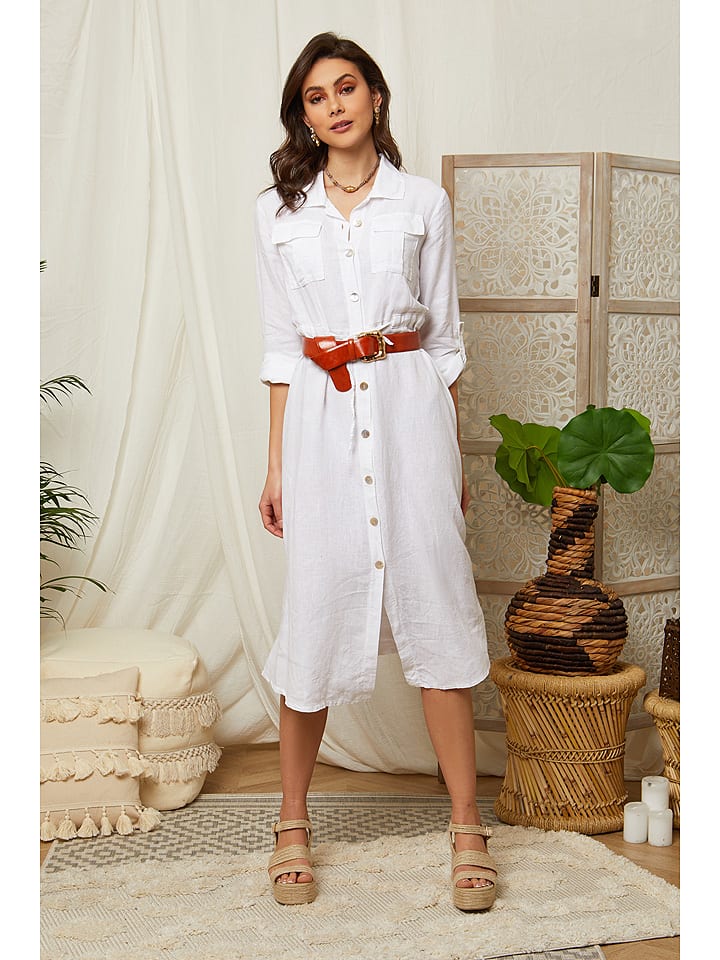 Lin Passion Lniana sukienka w kolorze białym rozmiar: 34/36