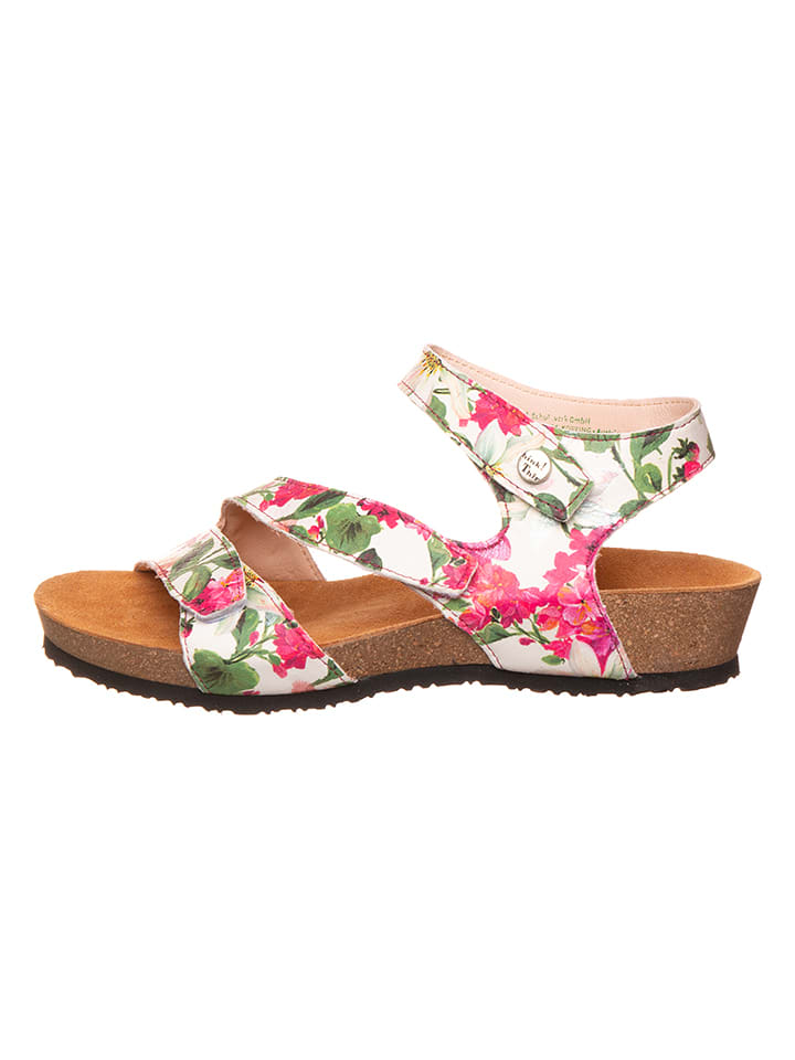 Think! Skórzane sandały "Flamingo" w kolorze białym ze wzorem rozmiar: 36