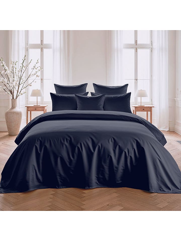 Pierre Cardin Perkalowa poszwa w kolorze granatowym na kołdrę rozmiar: 200x200 cm