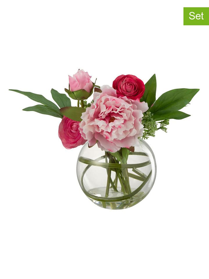 J Line Sztuczne kwiaty (2 szt.) w kolorze różowym - wys. 29,5 x Ø 19,5 cm rozmiar: onesize