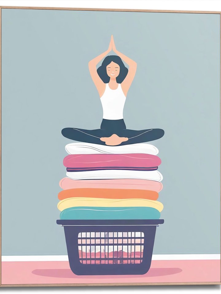 Orangewallz Druk artystyczny "Laundry Yoga" w ramce rozmiar: 40x50 cm