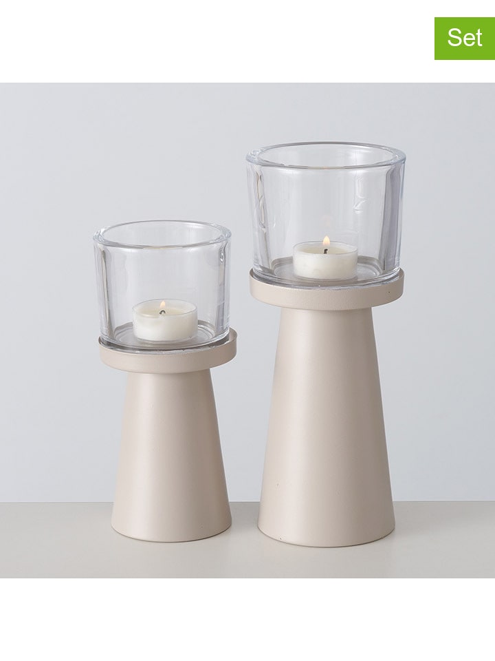 Boltze Świeczniki (2 szt.) "Pius" w kolorze beżowym rozmiar: onesize