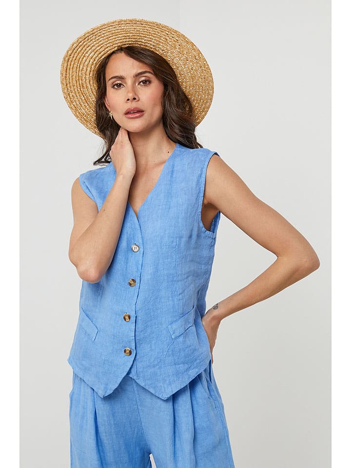 Lin Passion Lniana kamizelka w kolorze błękitnym rozmiar: 38/40