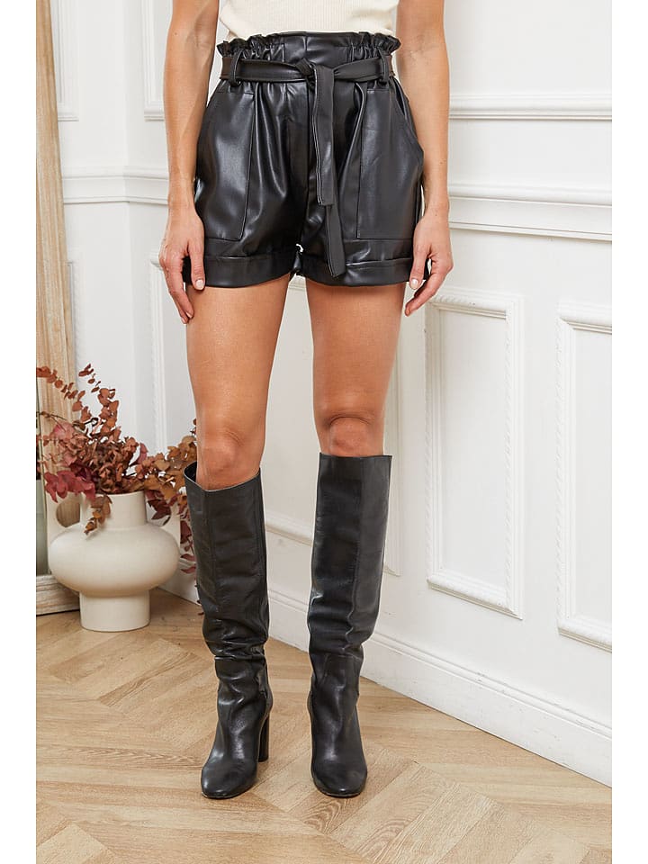 Joséfine Szorty "Jivre" w kolorze czarnym ze skóry syntetycznej rozmiar: L