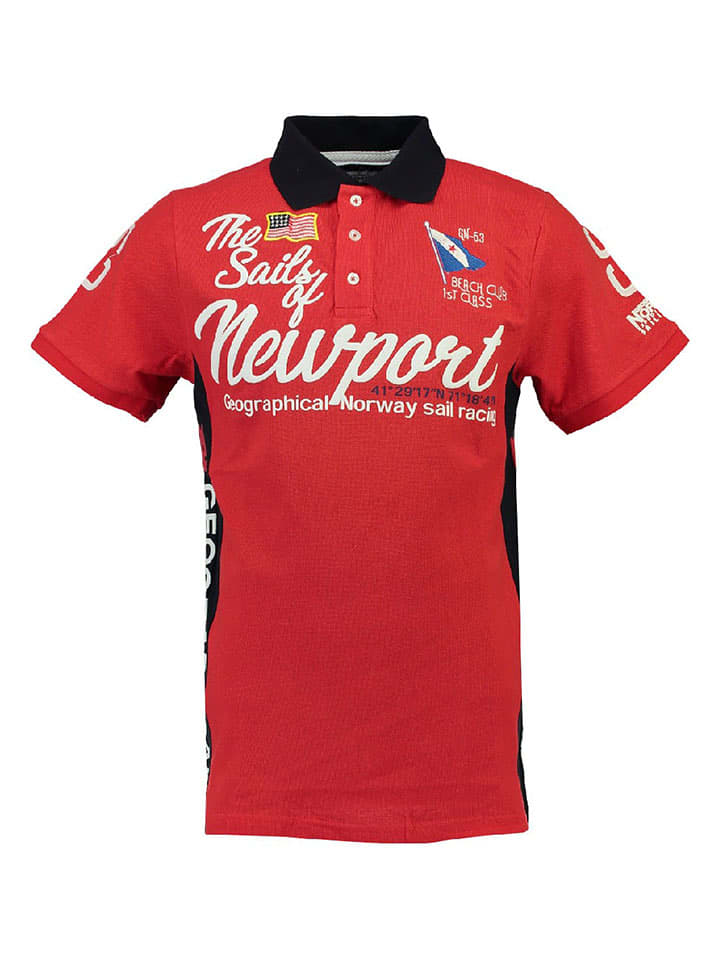 Geographical Norway Koszulka polo "Kayport" w kolorze czerwono-czarnym rozmiar: 128