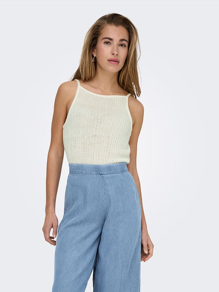 ONLY Top dzianinowy w kolorze kremowym rozmiar: XS