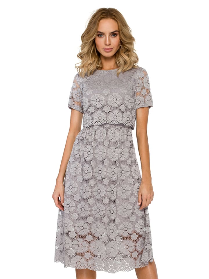 made of emotion Sukienka w kolorze szarym ze wzorem rozmiar: L