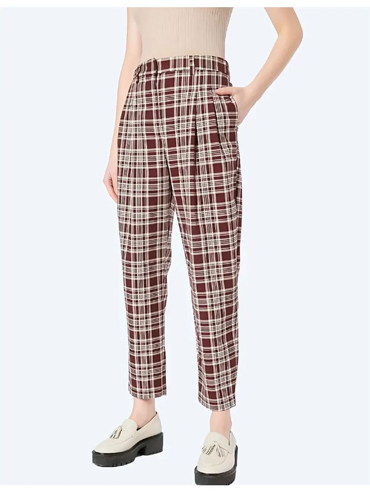 Monki Spodnie w kolorze brązowo-białym rozmiar: 40