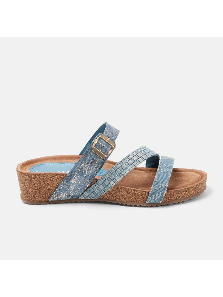 Lazamani Skórzane klapki w kolorze niebieskim rozmiar: 37