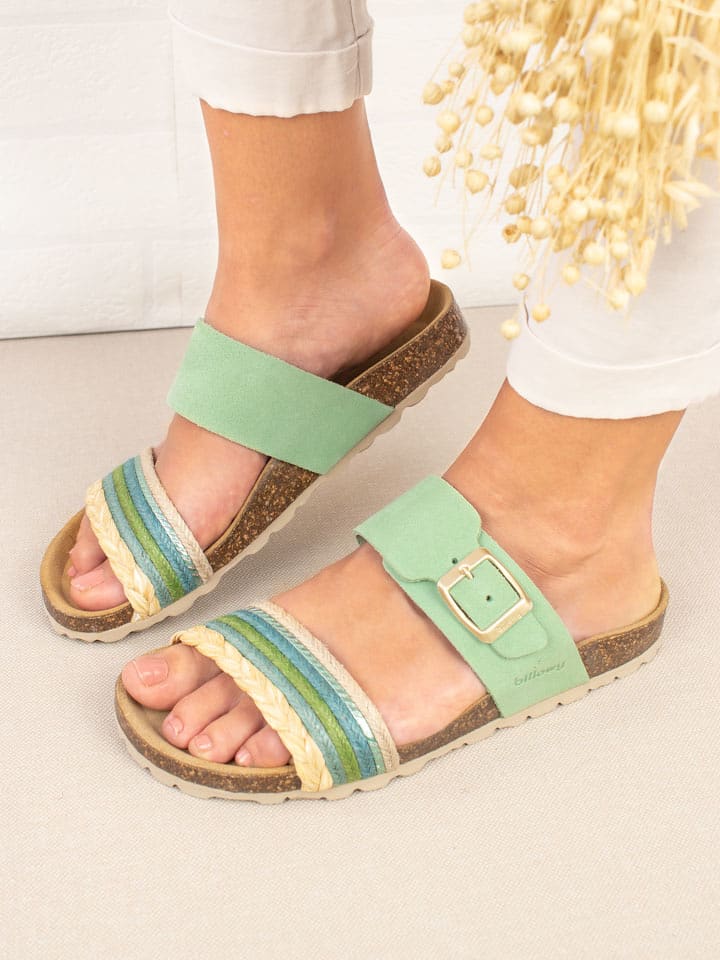 billowy Skórzane klapki w kolorze zielonym rozmiar: 38